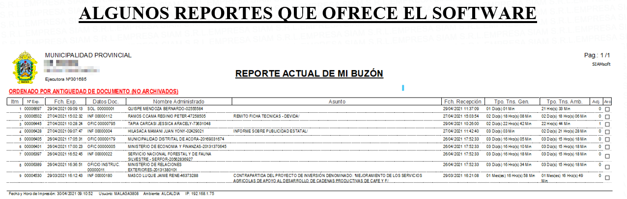 Reporte de tiempos por etapa